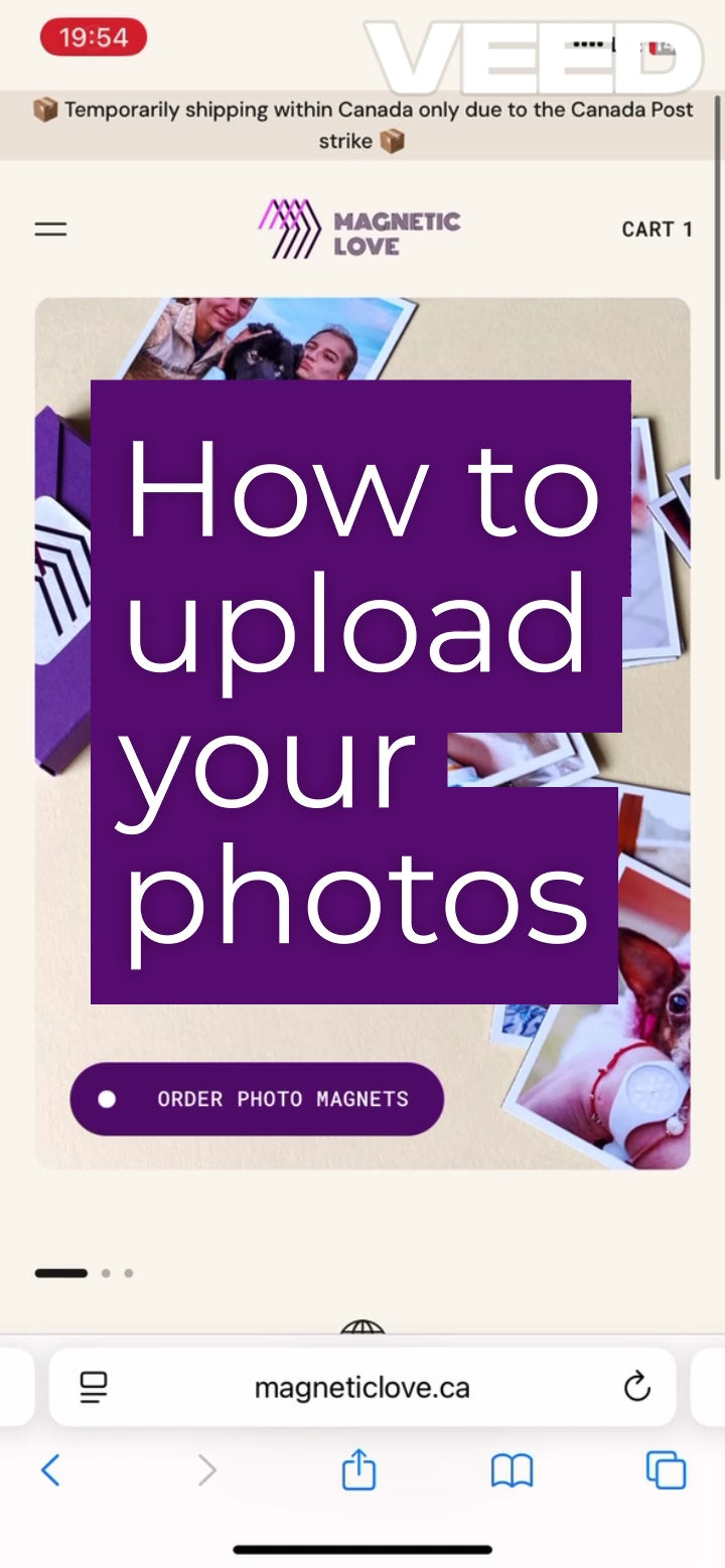 Tutorial video showing how to upload your photos to create custom Magnetic Love photo magnets, step by step on the product page.